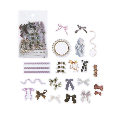 40pcs Botanical Leaves Flower Mushroom Ribbon DIY Decorative PET Stickers