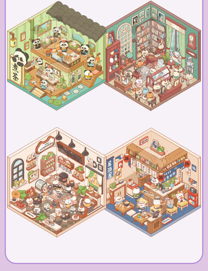 45pcs 3D Miniature Scene Collection Book Cartoon Landscaping DIY Stickers with Tweezer