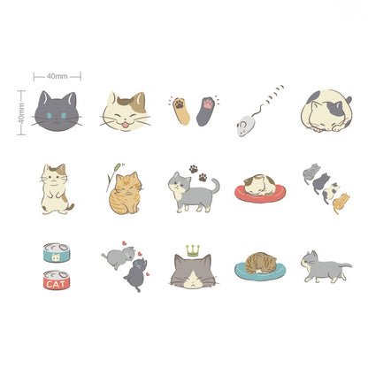 45pcs Cute Cat Planner Envelope Sealing Scrapbook Stickers