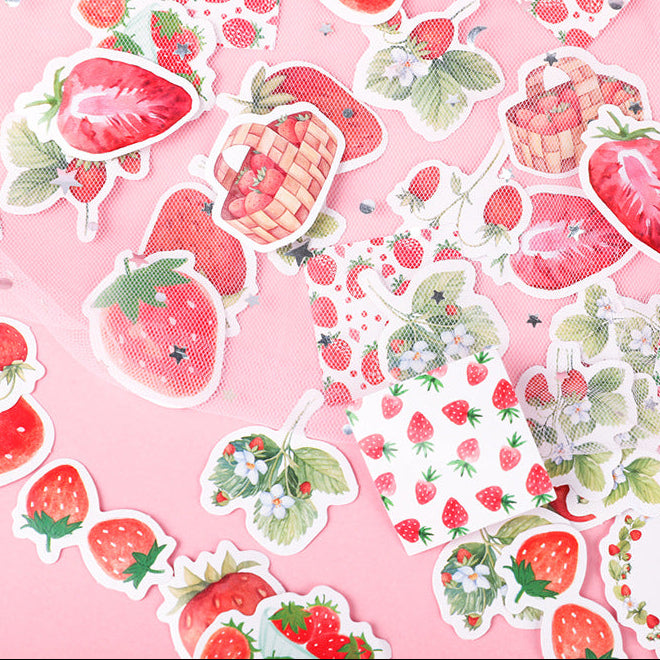 45pcs Strawberry Boxed DIY Stickers Planner Envelope Sealing Scrapbook Stickers