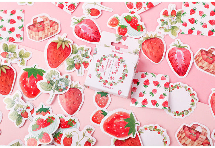 45pcs Strawberry Boxed DIY Stickers Planner Envelope Sealing Scrapbook Stickers