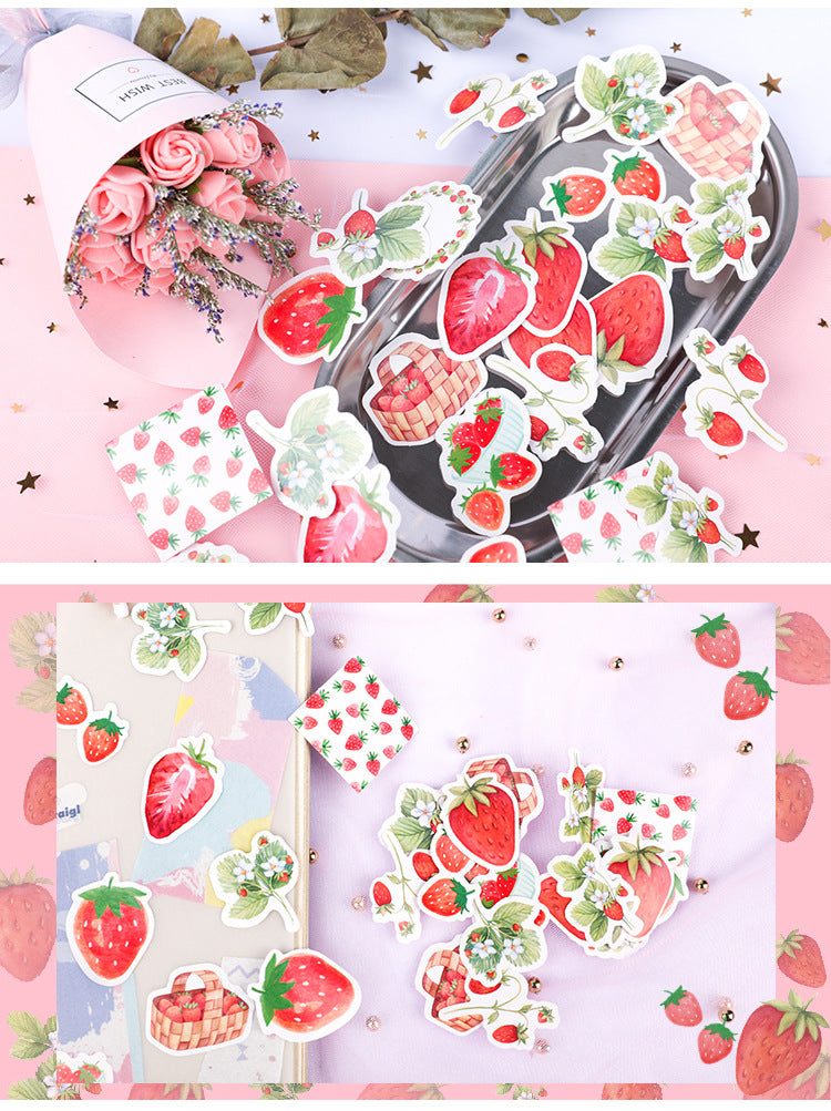 45pcs Strawberry Boxed DIY Stickers Planner Envelope Sealing Scrapbook Stickers