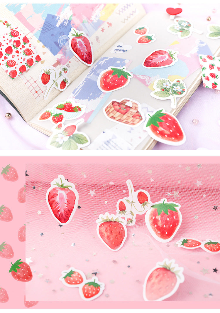 45pcs Strawberry Boxed DIY Stickers Planner Envelope Sealing Scrapbook Stickers
