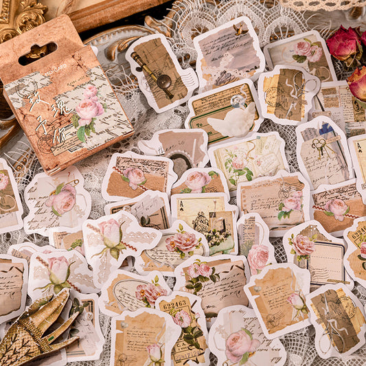 46pcs Romantic Roses DIY Decorative Boxed Stickers Sealing Stickers
