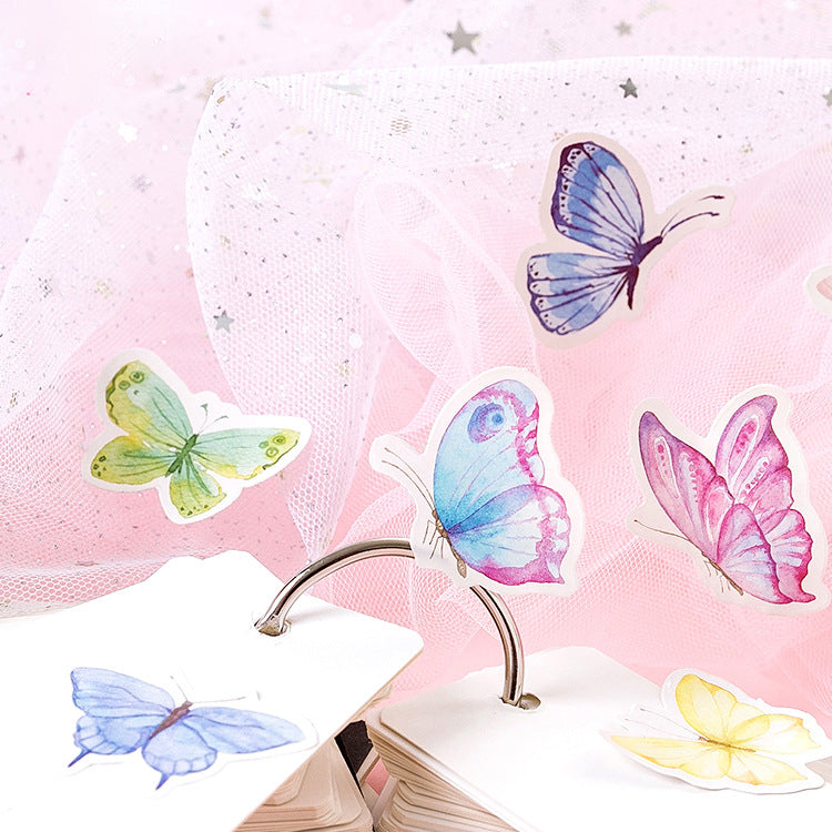 46pcs Fluttering Butterfly Boxed Decoration Stickers Scrapbook Ephemera & Envelope Sealing Stickers