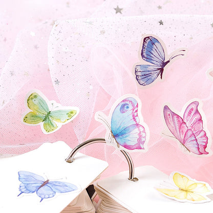 46pcs Fluttering Butterfly Boxed Decoration Stickers Scrapbook Ephemera & Envelope Sealing Stickers