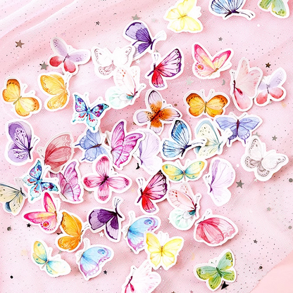 46pcs Fluttering Butterfly Boxed Decoration Stickers Scrapbook Ephemera & Envelope Sealing Stickers