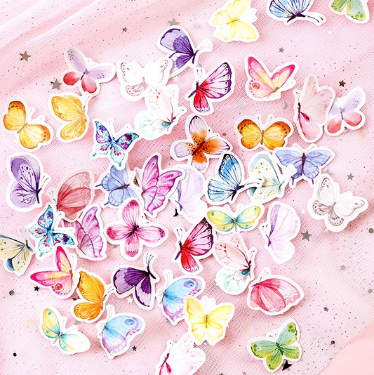 46pcs Fluttering Butterfly Boxed Decoration Stickers Scrapbook Ephemera & Envelope Sealing Stickers