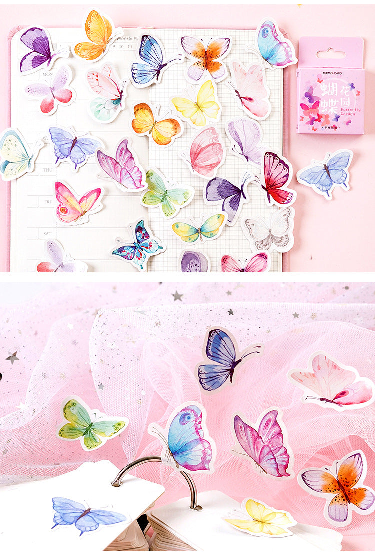 46pcs Fluttering Butterfly Boxed Decoration Stickers Scrapbook Ephemera & Envelope Sealing Stickers