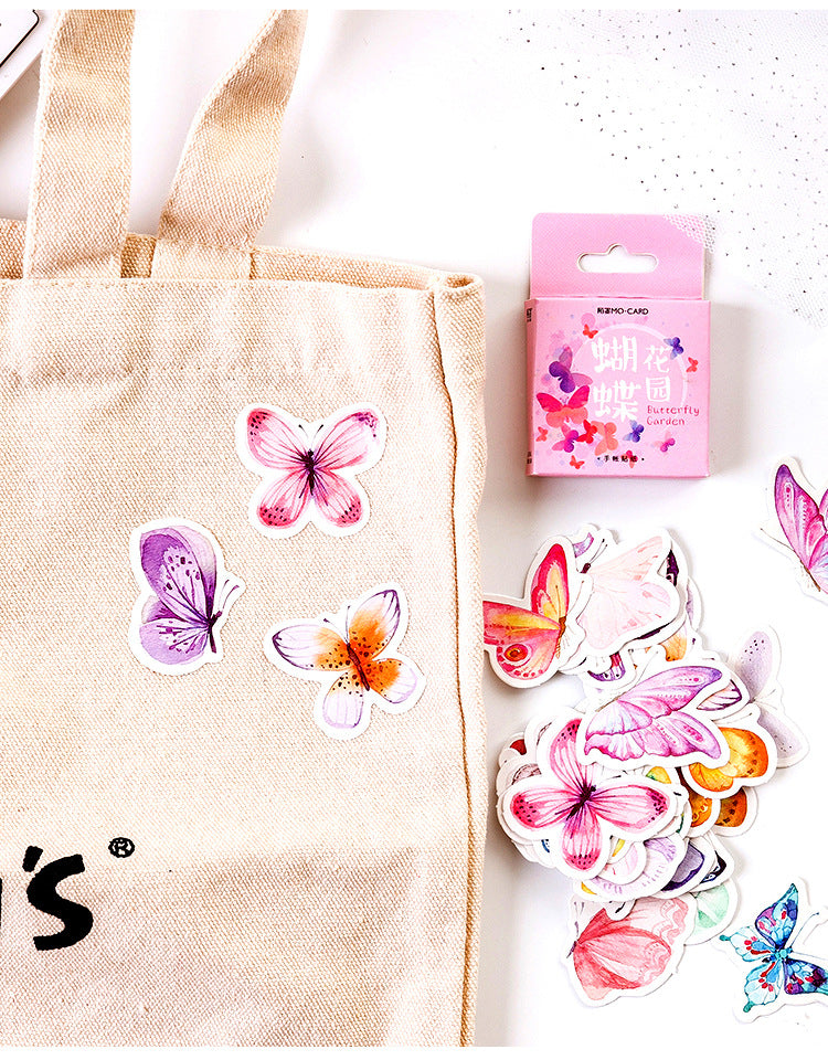 46pcs Fluttering Butterfly Boxed Decoration Stickers Scrapbook Ephemera & Envelope Sealing Stickers