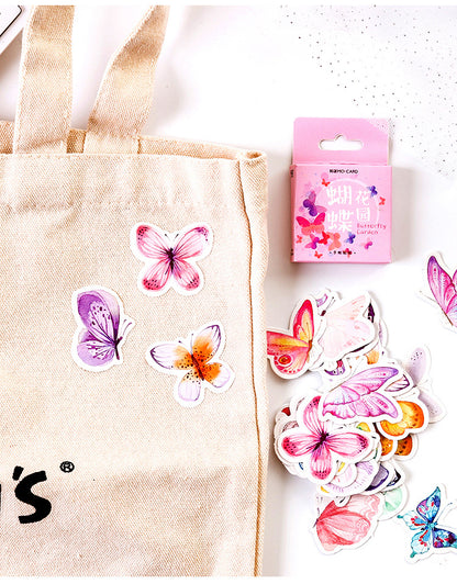 46pcs Fluttering Butterfly Boxed Decoration Stickers Scrapbook Ephemera & Envelope Sealing Stickers