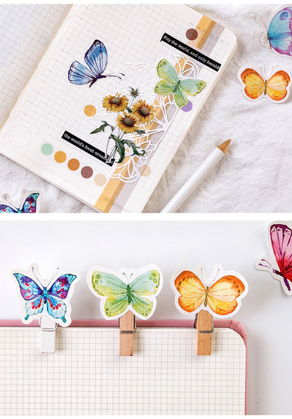 46pcs Fluttering Butterfly Boxed Decoration Stickers Scrapbook Ephemera & Envelope Sealing Stickers
