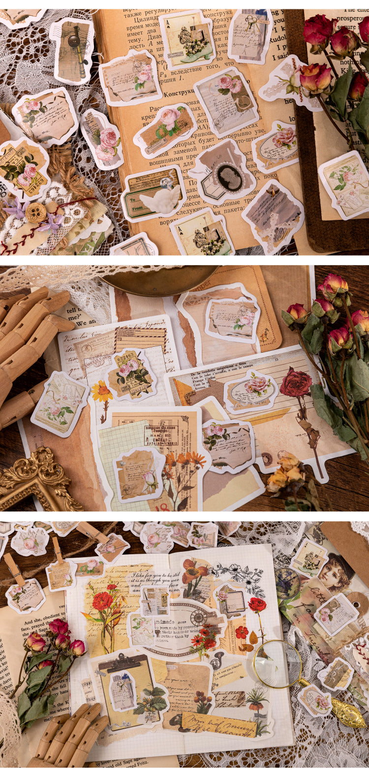 46pcs Romantic Roses DIY Decorative Boxed Stickers Sealing Stickers