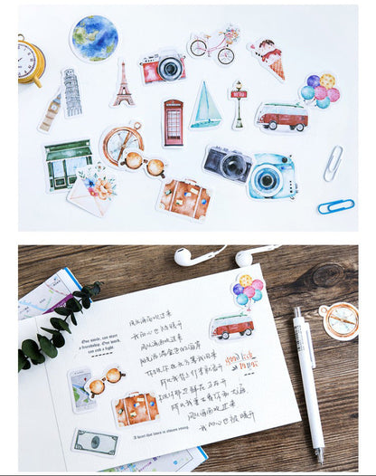 46pcs Travel The World DIY Decorative Journal Envelope Seals Scrapbook Stickers