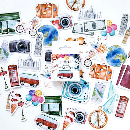 46pcs Travel The World DIY Decorative Journal Envelope Seals Scrapbook Stickers