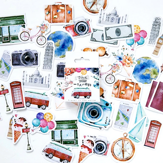 46pcs Travel The World DIY Decorative Journal Envelope Seals Scrapbook Stickers