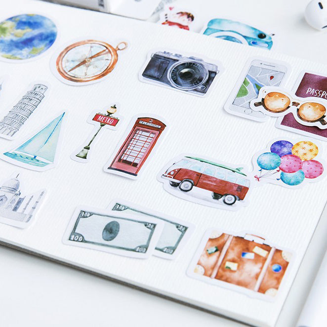 46pcs Travel The World DIY Decorative Journal Envelope Seals Scrapbook Stickers