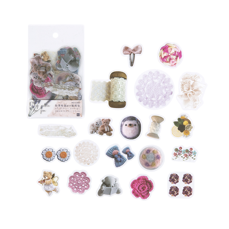 40pcs Botanical Leaves Flower Mushroom Ribbon DIY Decorative PET Stickers