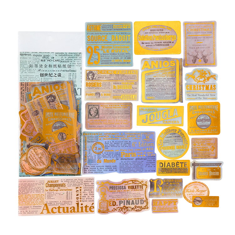 60pcs Gold Foil Renaissance Large DIY Stickers