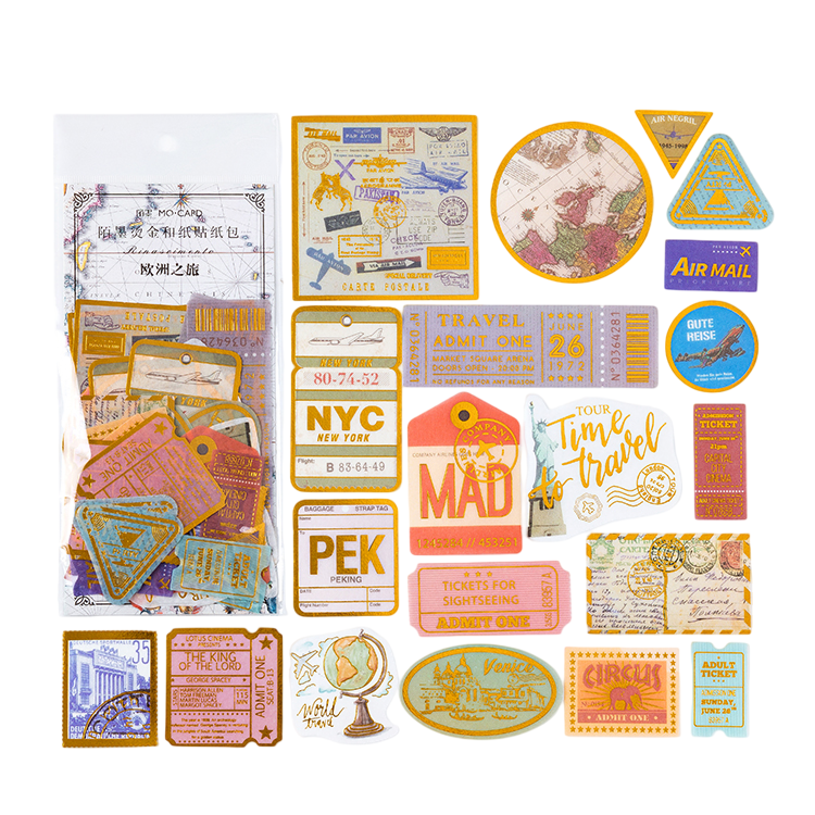 60pcs Gold Foil Renaissance Large DIY Stickers