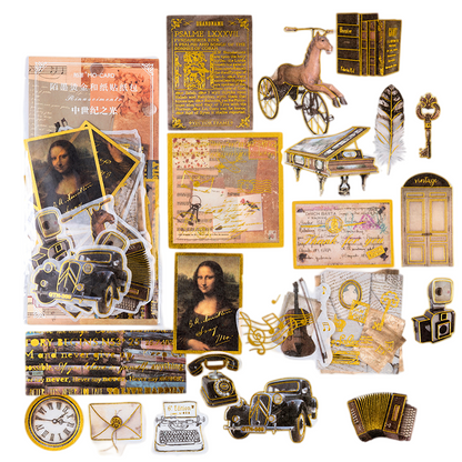 60pcs Gold Foil Renaissance Large DIY Stickers