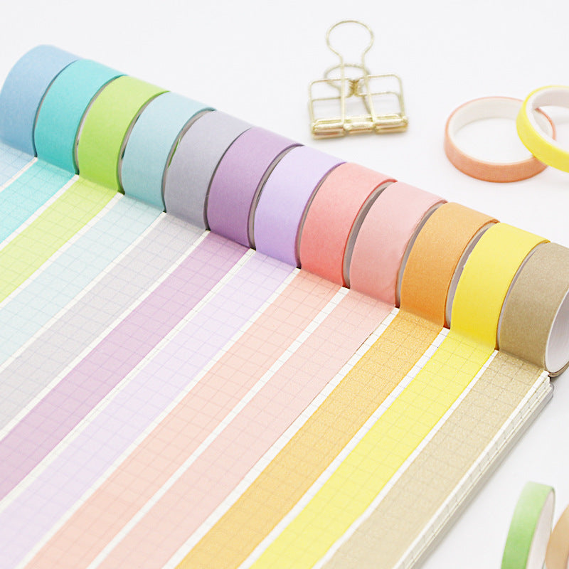 6 Rolls / 12 Rolls Macaron Solid Color DIY Washi Tapes