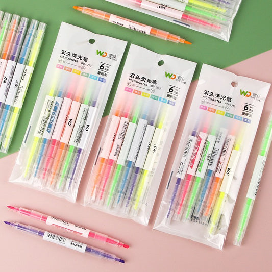 6pcs Dual-Tip Highlighter Marker