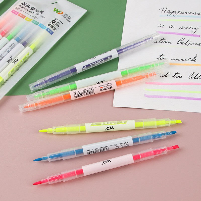 6pcs Dual-Tip Highlighter Marker