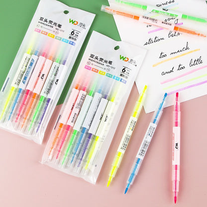 6pcs Dual-Tip Highlighter Marker