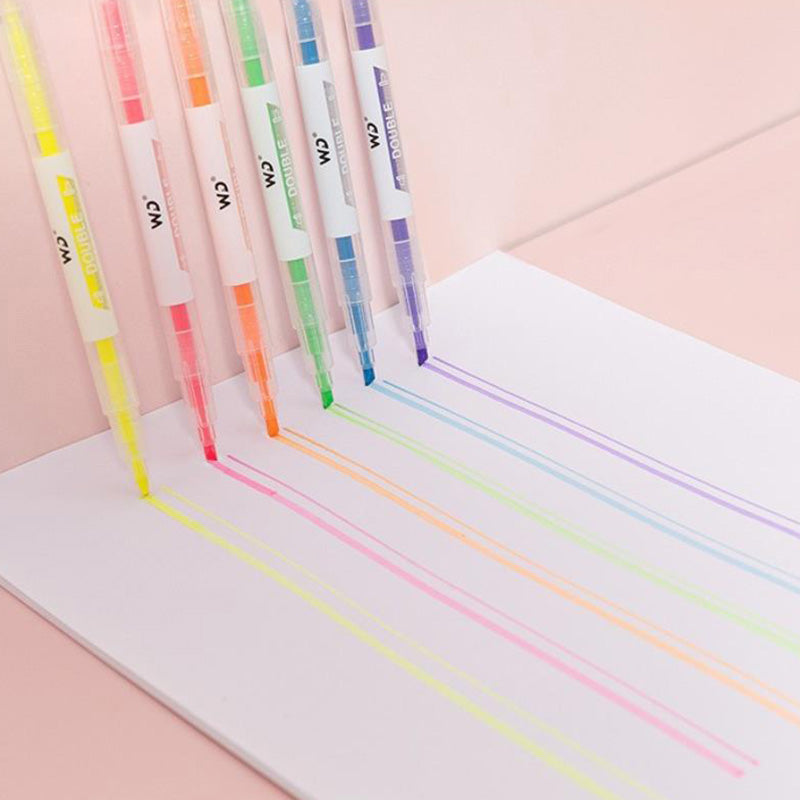 6pcs Dual-Tip Highlighter Marker