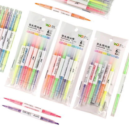 6pcs Dual-Tip Highlighter Marker