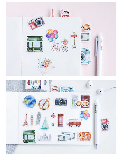46pcs Travel The World DIY Decorative Journal Envelope Seals Scrapbook Stickers