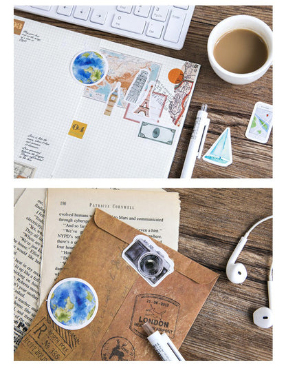 46pcs Travel The World DIY Decorative Journal Envelope Seals Scrapbook Stickers