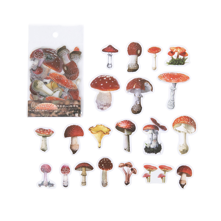 40pcs Botanical Leaves Flower Mushroom Ribbon DIY Decorative PET Stickers