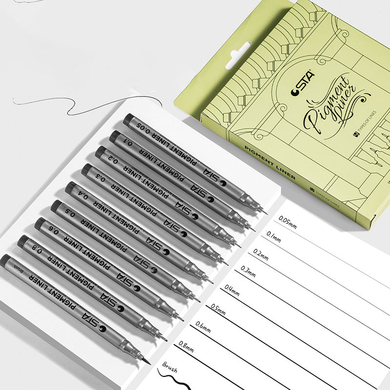 9pcs Professional Micro-Nib Fineliner Drawing Pens
