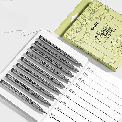 9pcs Professional Micro-Nib Fineliner Drawing Pens