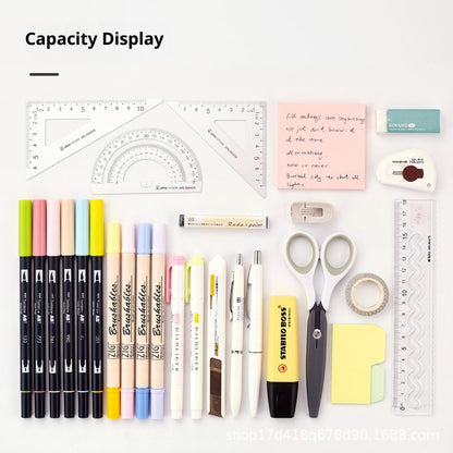 Folding Double Layer Multifunctional 2-in-1 Desk Stand & Large Pencil Case Organizer
