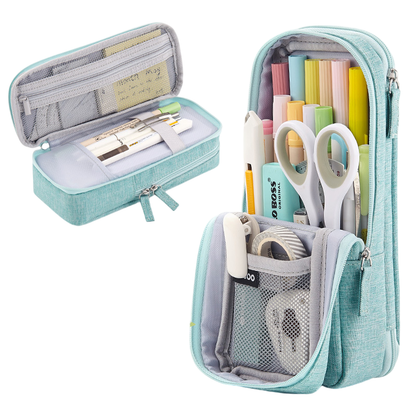 Folding Double Layer Multifunctional 2-in-1 Desk Stand & Large Pencil Case Organizer