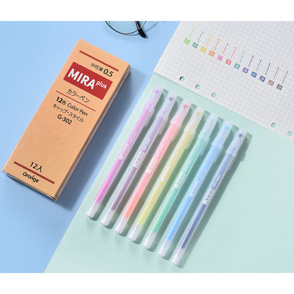 Frosted Transparent 12pcs Candy Color Gel Pens