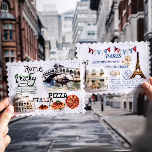 Hand-Drawn Style City Travel Waterproof PET Washi Tape