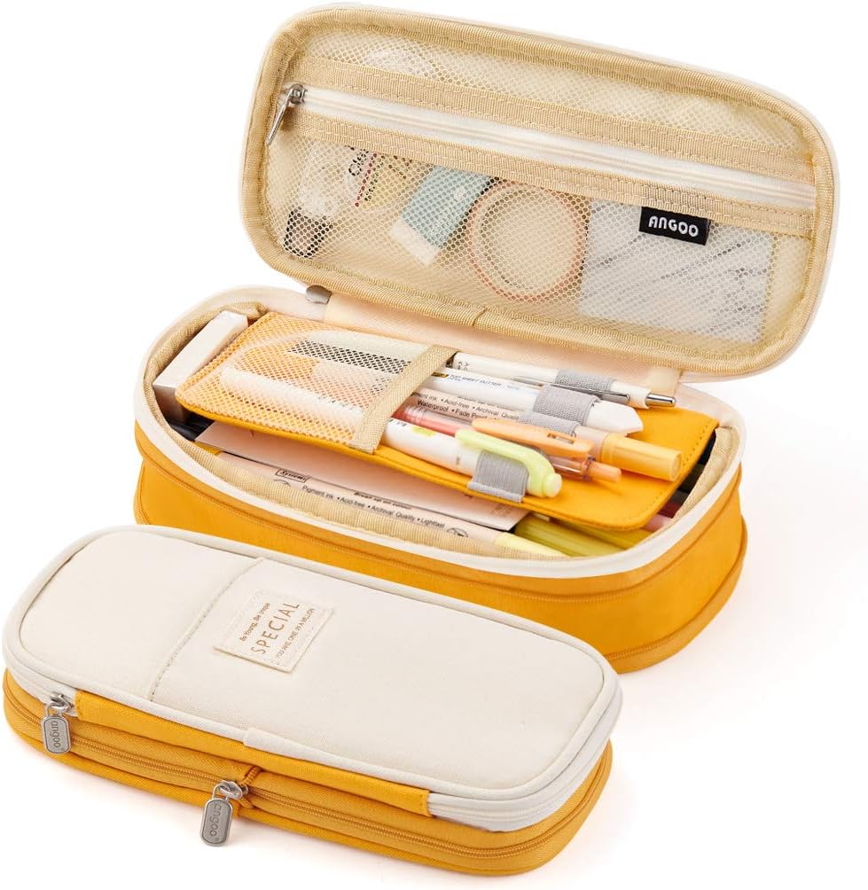 Large Capacity Macaron Color Canvas Pencil Pen Case Pen Holder Organizer
