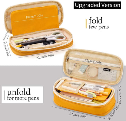 Large Capacity Macaron Color Canvas Pencil Pen Case Pen Holder Organizer