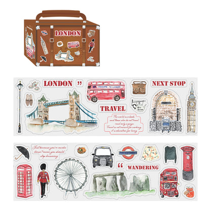 Hand-Drawn Style City Travel Waterproof PET Washi Tape
