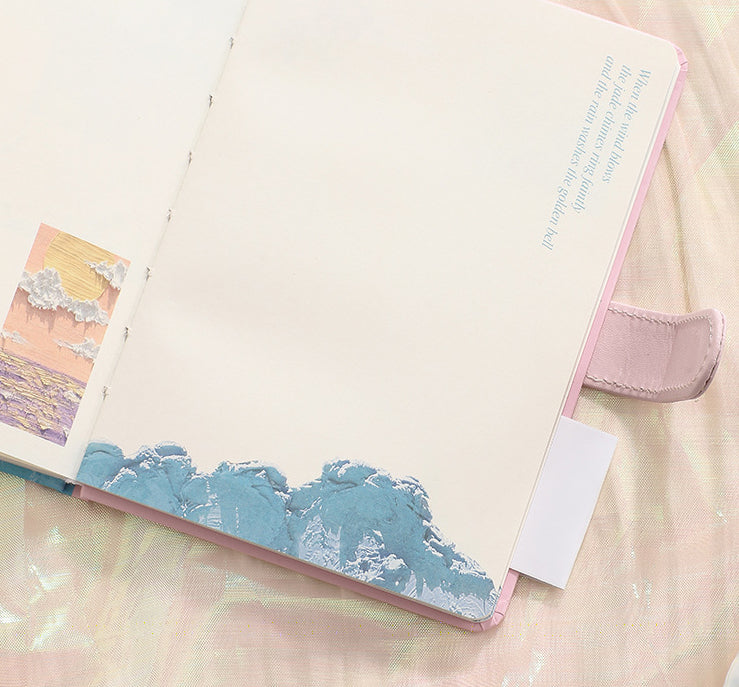 Mountains Stars Moon Flowers Oil Painting Full-Color Journal & Pen Gift Set