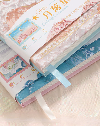 Mountains Stars Moon Flowers Oil Painting Full-Color Journal & Pen Gift Set