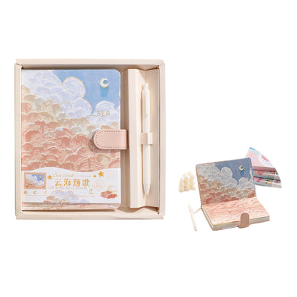 Mountains Stars Moon Flowers Oil Painting Full-Color Journal & Pen Gift Set