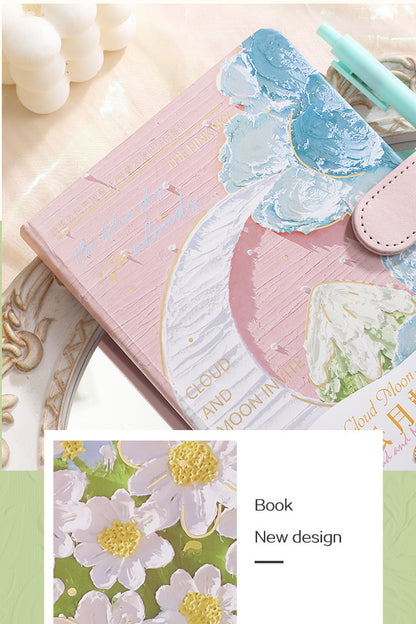 Mountains Stars Moon Flowers Oil Painting Full-Color Journal & Pen Gift Set