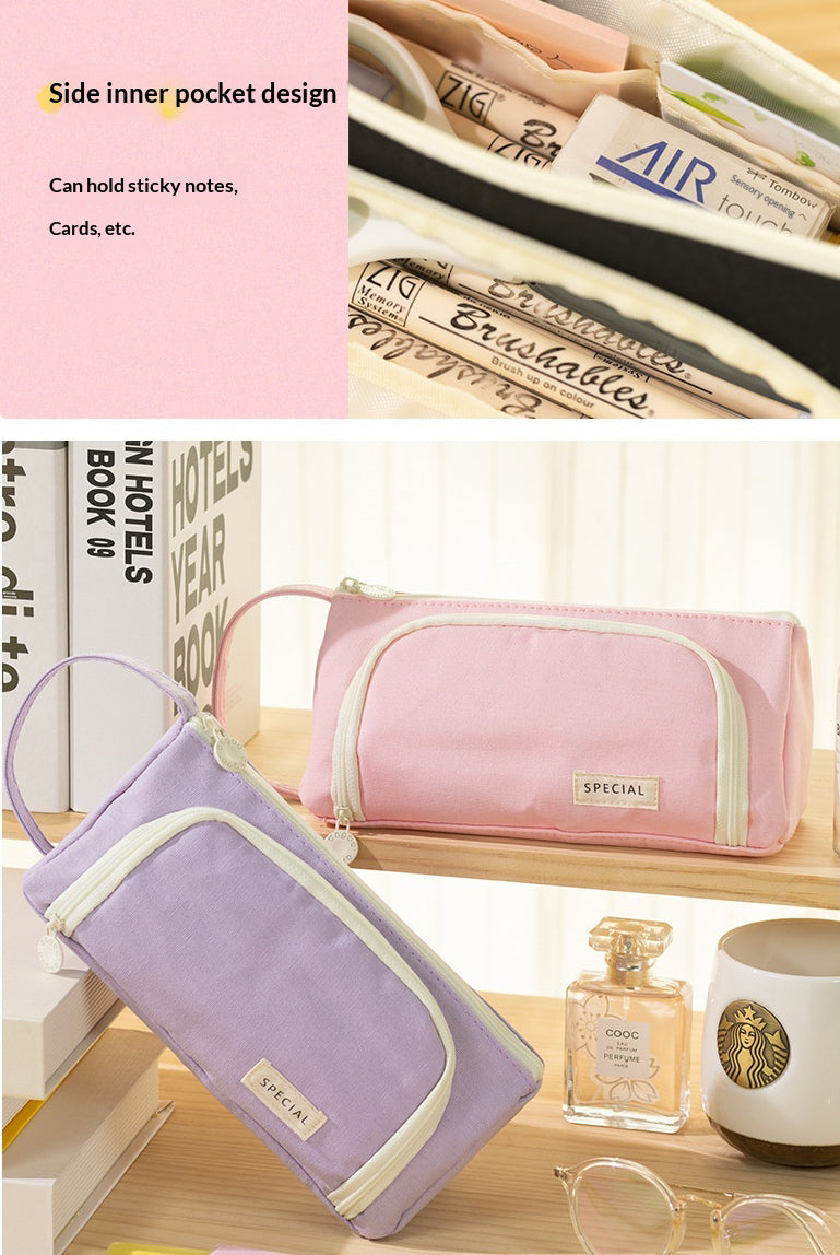 Multi-Functional Large Capacity Canvas Pencil Case Pencil Bag Organizer