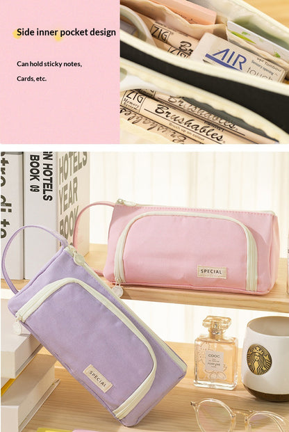Multi-Functional Large Capacity Canvas Pencil Case Pencil Bag Organizer