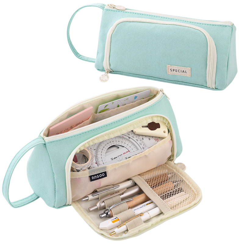 Multi-Functional Large Capacity Canvas Pencil Case Pencil Bag Organizer